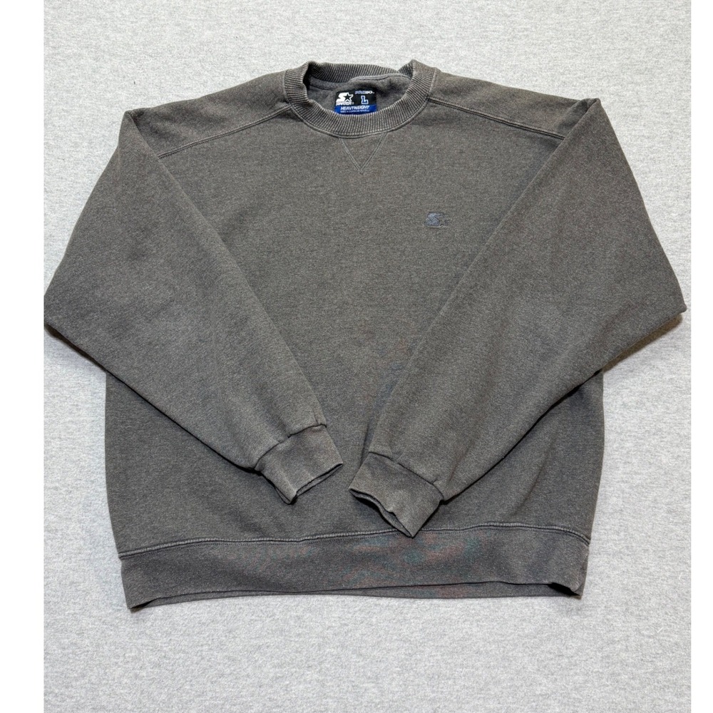 Starter Mens L VTG PRO80 Faded Heavyweight Crewneck Sweatshirt Charcoal Gray